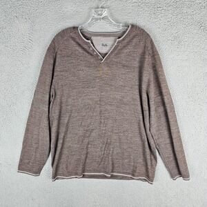Raffi Henley Shirt Mens Brown Wool Blend Lightweight Knit Long Sleeve Pullover